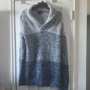 Banana Republic Gray and Black Shawl Neck Sweater